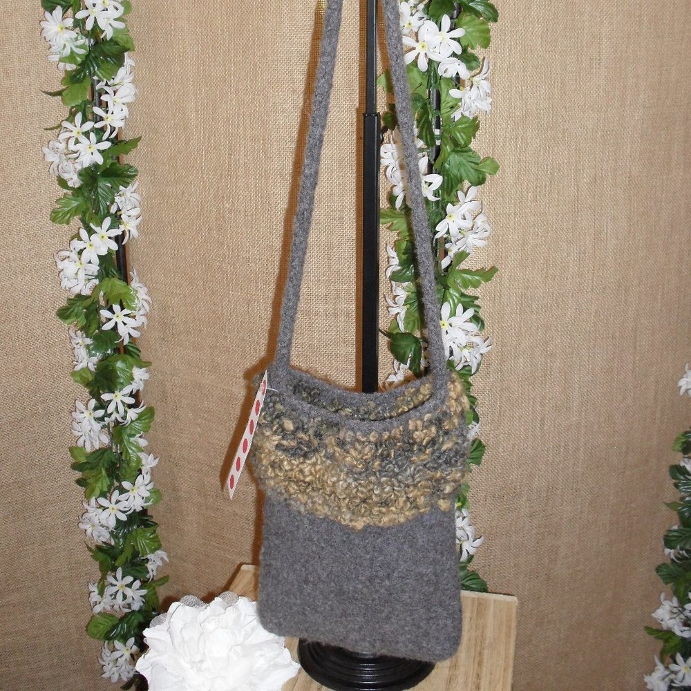 Grey & Gold Felted Wool Bag